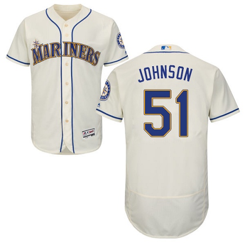Mariners #51 Randy Johnson Cream Flexbase Authentic Collection Stitched MLB Jersey